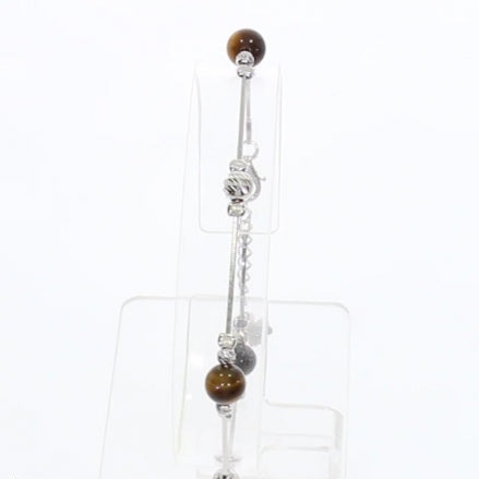 Armband Tigerauge B2802-OT – 925 Silber Rhodiniert
