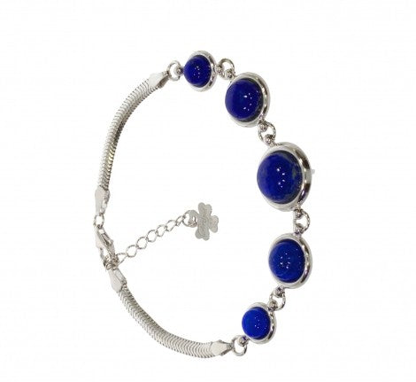 Armreif Lapis Lazuli 925 Silber rhodiniert Seitenansicht