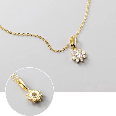 925 Sterling Silver Elegant Romantic Sunflower Zircon Clavicle Necklace