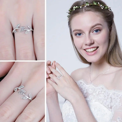 Ring Cubic Zirconia 925 Sterling Silver Open Adjustable Ring Cuff for Women Yellow Gold Rose Gold Plated