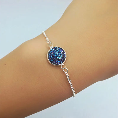 New Charm Stainless Steel Hand Bracelets Bangles for Women Round Rhinestone Linked Chain Bracelet Wrist  Accessories