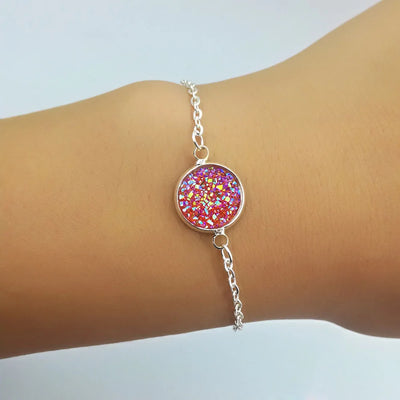 New Charm Stainless Steel Hand Bracelets Bangles for Women Round Rhinestone Linked Chain Bracelet Wrist  Accessories