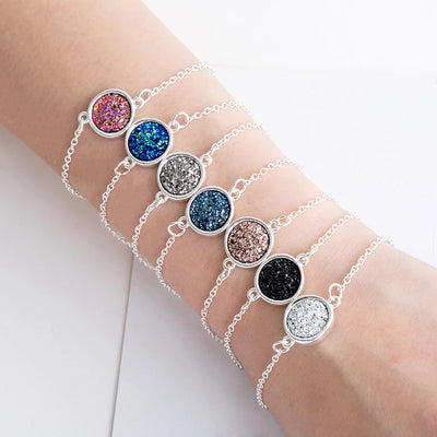 New Charm Stainless Steel Hand Bracelets Bangles for Women Round Rhinestone Linked Chain Bracelet Wrist  Accessories