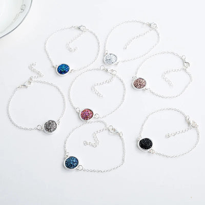 New Charm Stainless Steel Hand Bracelets Bangles for Women Round Rhinestone Linked Chain Bracelet Wrist  Accessories