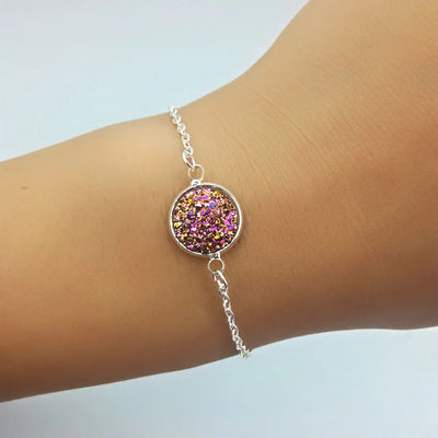 New Charm Stainless Steel Hand Bracelets Bangles for Women Round Rhinestone Linked Chain Bracelet Wrist  Accessories