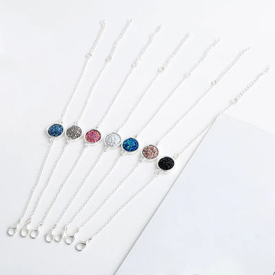New Charm Stainless Steel Hand Bracelets Bangles for Women Round Rhinestone Linked Chain Bracelet Wrist  Accessories