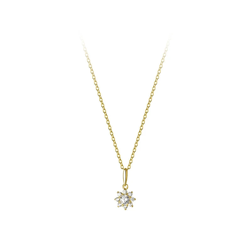 925 Sterling Silver Elegant Romantic Sunflower Zircon Clavicle Necklace