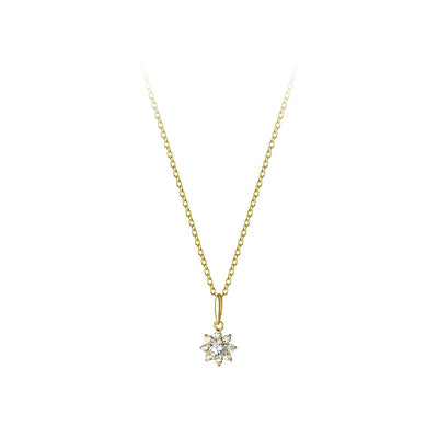 925 Sterling Silver Elegant Romantic Sunflower Zircon Clavicle Necklace