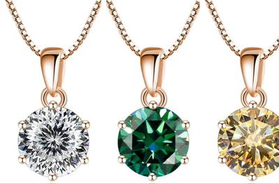 Trend  6.5mm 1.0 Carat D Moissanite Necklaces Rose Gold Plated Pendant Original Real S925 Silver Chain Jewelry For Women