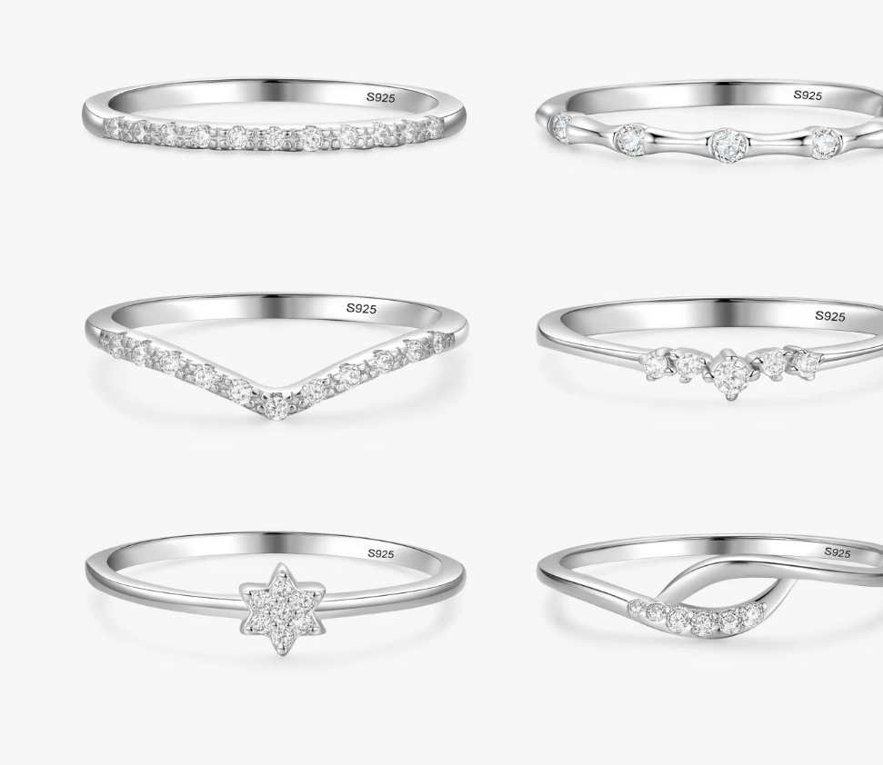 By Schmuckweltmacht.com Sterling Silver Minimalist Fashion Stackable CZ Rings For Women Minimalist Fine Jewelry