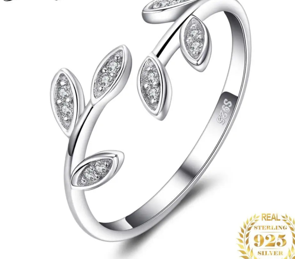 Ring Cubic Zirconia 925 Sterling Silver Open Adjustable Ring Cuff for Women Yellow Gold Rose Gold Plated