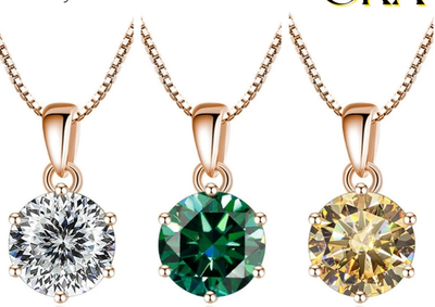 Trend  6.5mm 1.0 Carat D Moissanite Necklaces Rose Gold Plated Pendant Original Real S925 Silver Chain Jewelry For Women