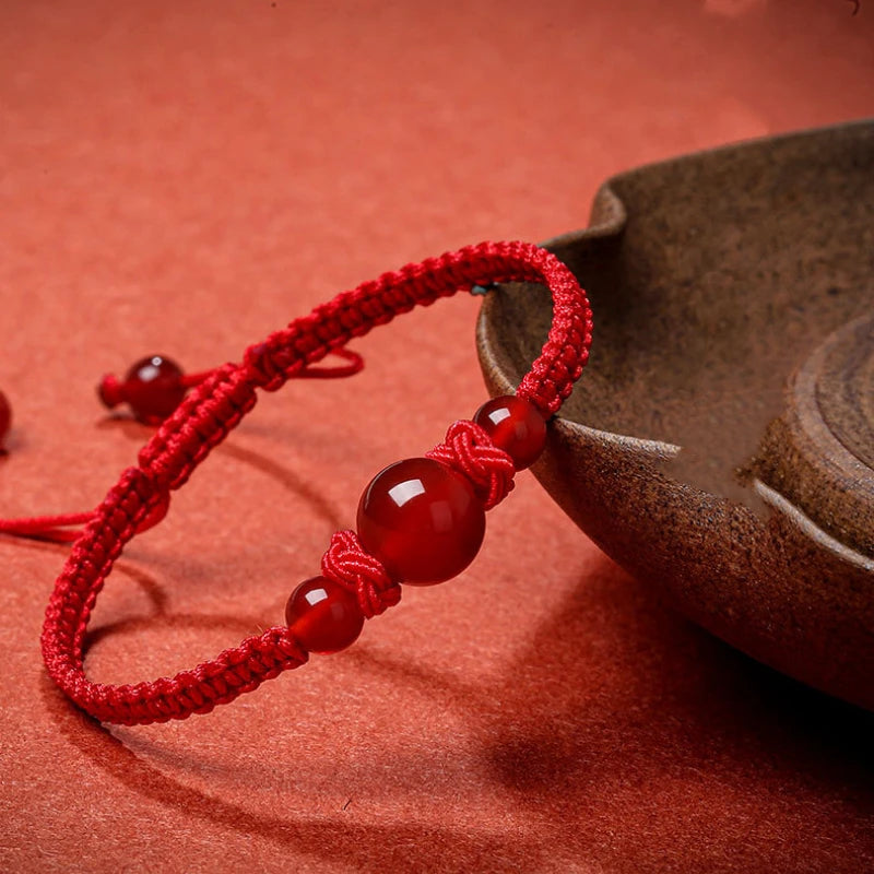 To Bring Good Luck In The Year Of The Red String Imitation Natural Agate Bracelet Couple Knitted Hand Rope