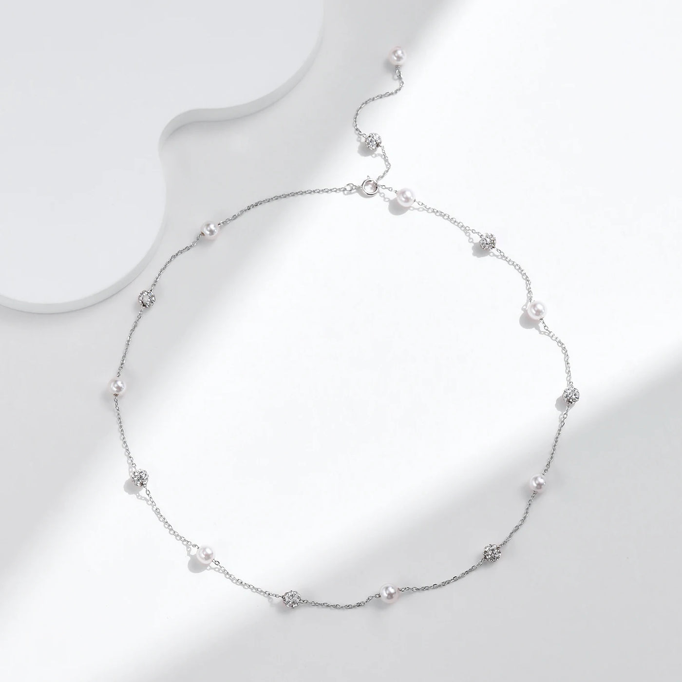 925 Sterling Silber Zirkonia Kugelkette Luxus Glänzende Y-Form Halskette