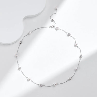 925 Sterling Silber Zirkonia Kugelkette Luxus Glänzende Y-Form Halskette