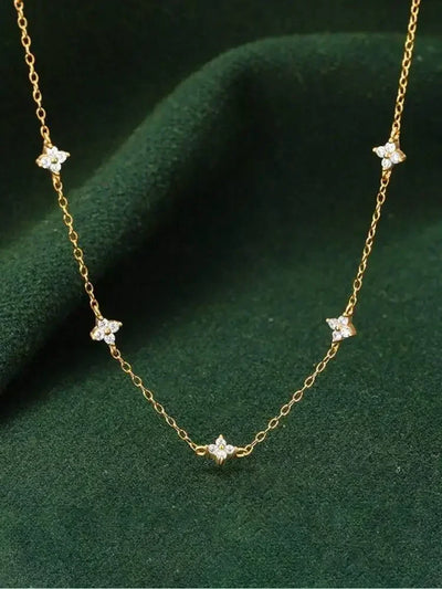 925 Sterling Silver  Classic Flower Zircon Necklace For Women Anniversary High Quality Fine Jewelry