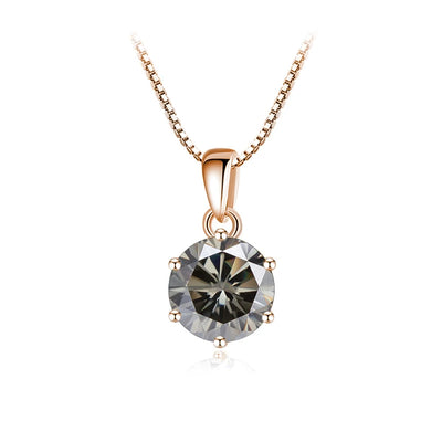 Trend  6.5mm 1.0 Carat D Moissanite Necklaces Rose Gold Plated Pendant Original Real S925 Silver Chain Jewelry For Women