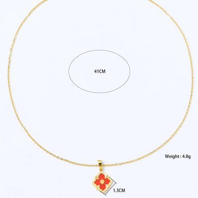 Vintage Elegant Stainless Steel 18K Gold Plated Clover Hypoallergenic Waterproof Necklace Bracelet Earrings Women'S Jewelry Set