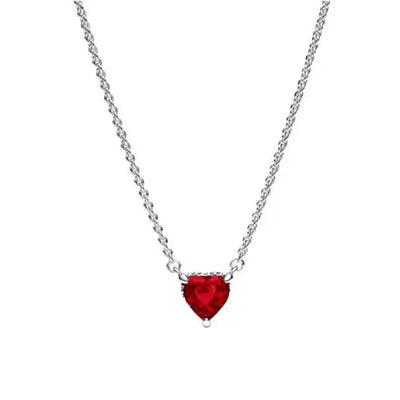 New 925 Silver Red, Pink, Heart-Shaped Necklace Suitable For European Women's Valentine's Day, Mother's Day, Anniversaries Gifts