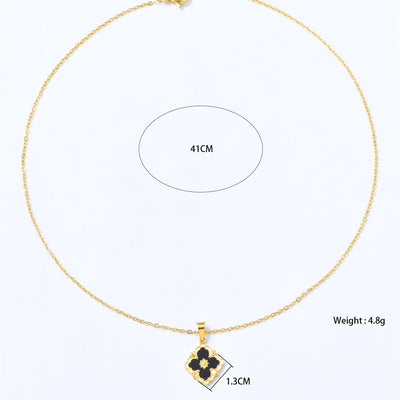 Vintage Elegant Stainless Steel 18K Gold Plated Clover Hypoallergenic Waterproof Necklace Bracelet Earrings Women'S Jewelry Set