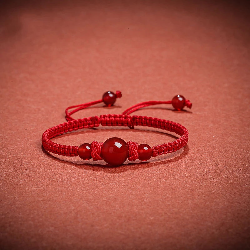 To Bring Good Luck In The Year Of The Red String Imitation Natural Agate Bracelet Couple Knitted Hand Rope
