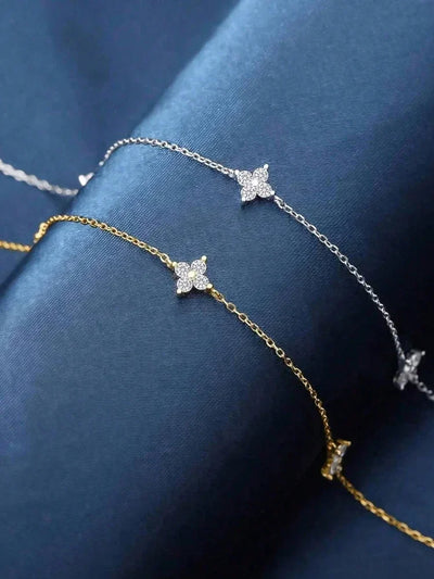 925 Sterling Silver  Classic Flower Zircon Necklace For Women Anniversary High Quality Fine Jewelry