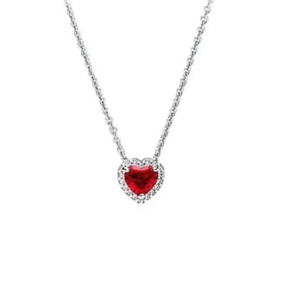 New 925 Silver Red, Pink, Heart-Shaped Necklace Suitable For European Women's Valentine's Day, Mother's Day, Anniversaries Gifts