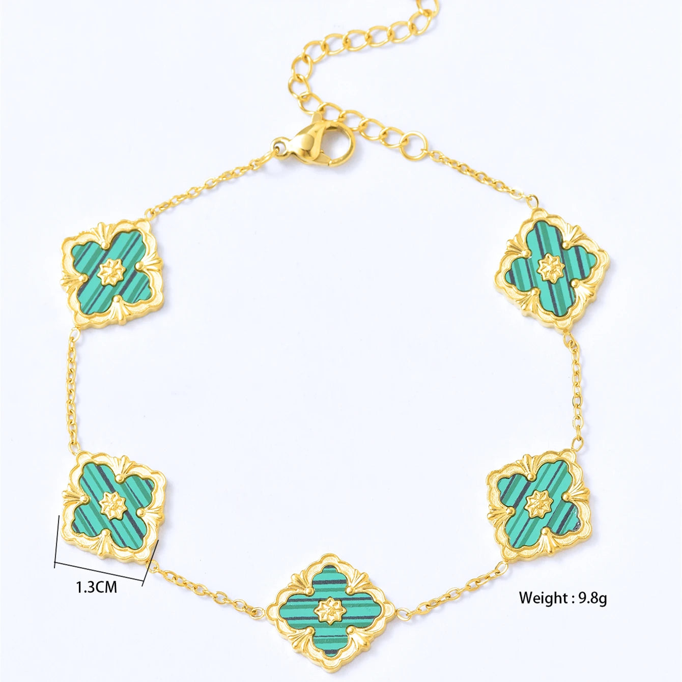 Vintage Elegant Stainless Steel 18K Gold Plated Clover Hypoallergenic Waterproof Necklace Bracelet Earrings Women'S Jewelry Set