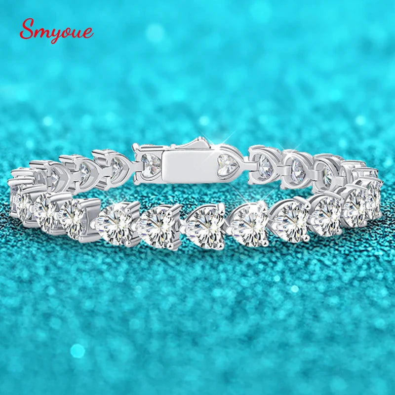 Vollherz Moissanit-Armband für Frauen, Paar-Geburtstagsgeschenk, funkelndes 925 Sterling Silber Armband