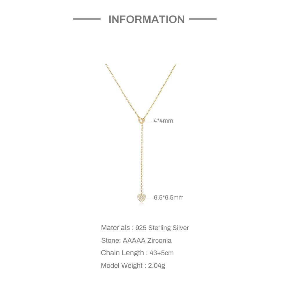 925 Sterling Silber verstellbare Kette Herz Anhänger Charm Zirkon Halskette Tropfen Choker größenverstellbar Frauen Mädchen Sexy edler Schmuck