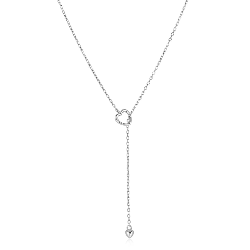 925 Sterling Silber verstellbare Kette Herz Anhänger Charm Zirkon Halskette Tropfen Choker größenverstellbar Frauen Mädchen Sexy edler Schmuck