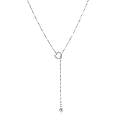 925 Sterling Silber verstellbare Kette Herz Anhänger Charm Zirkon Halskette Tropfen Choker größenverstellbar Frauen Mädchen Sexy edler Schmuck