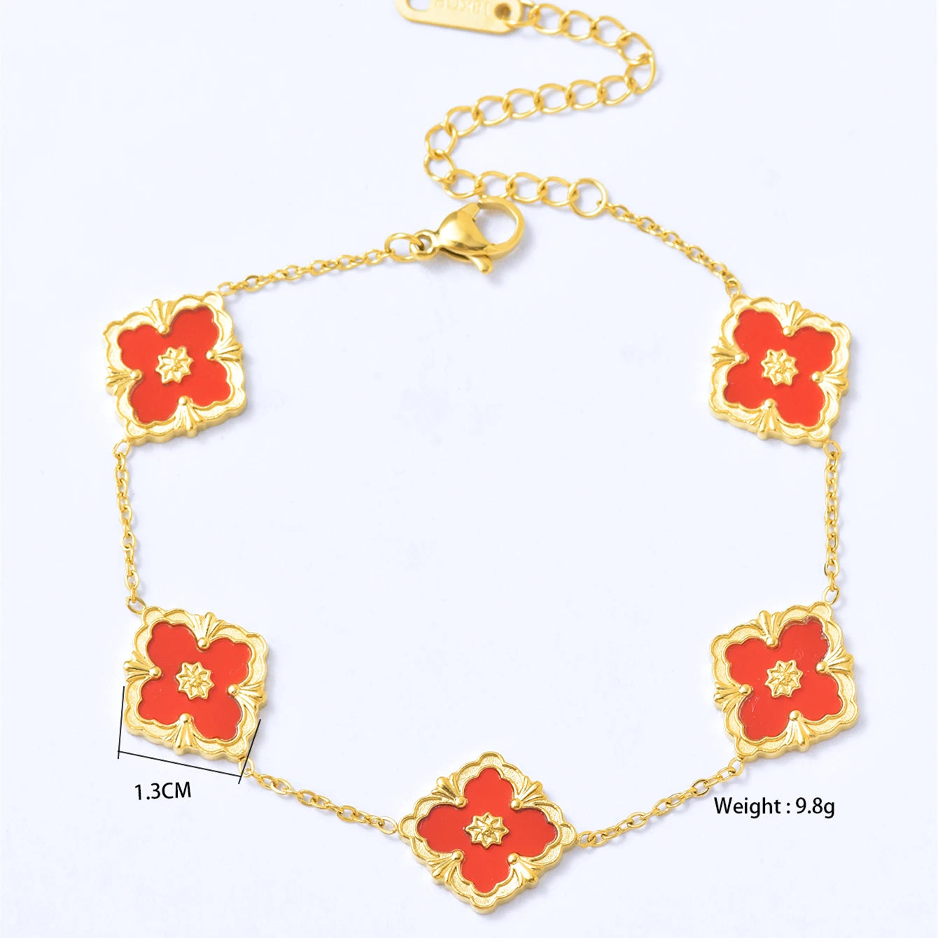 Vintage Elegant Stainless Steel 18K Gold Plated Clover Hypoallergenic Waterproof Necklace Bracelet Earrings Women'S Jewelry Set