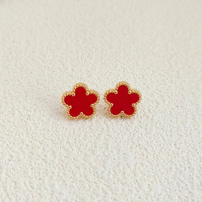 14K Gold Plated Stainless Steel Necklace Woman Five Leaf Petals Double Sided Necklaces for Women Pendant Flower Clover Jewelry