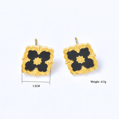 Vintage Elegant Stainless Steel 18K Gold Plated Clover Hypoallergenic Waterproof Necklace Bracelet Earrings Women'S Jewelry Set