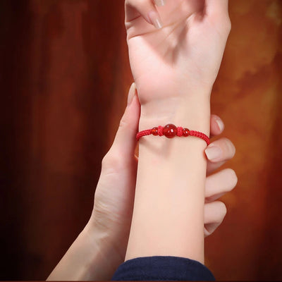 To Bring Good Luck In The Year Of The Red String Imitation Natural Agate Bracelet Couple Knitted Hand Rope