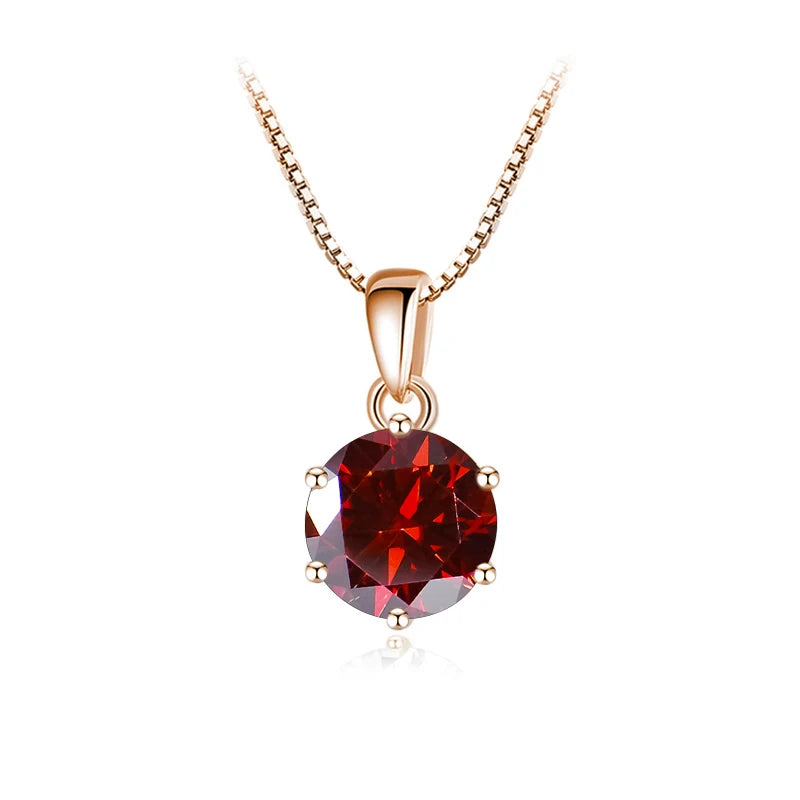 Trend  6.5mm 1.0 Carat D Moissanite Necklaces Rose Gold Plated Pendant Original Real S925 Silver Chain Jewelry For Women