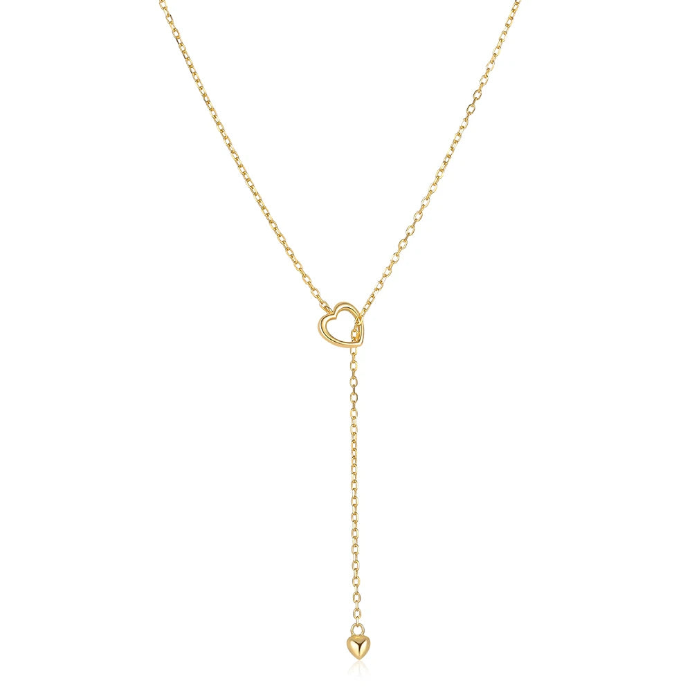 925 Sterling Silber verstellbare Kette Herz Anhänger Charm Zirkon Halskette Tropfen Choker größenverstellbar Frauen Mädchen Sexy edler Schmuck