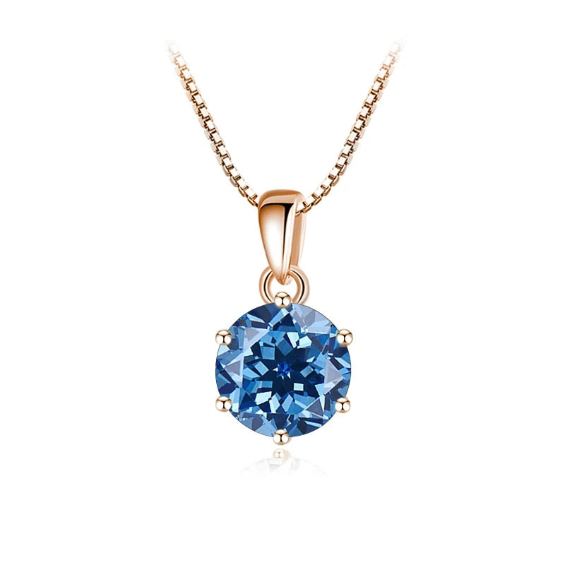 Trend  6.5mm 1.0 Carat D Moissanite Necklaces Rose Gold Plated Pendant Original Real S925 Silver Chain Jewelry For Women