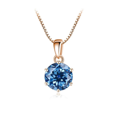 Trend  6.5mm 1.0 Carat D Moissanite Necklaces Rose Gold Plated Pendant Original Real S925 Silver Chain Jewelry For Women