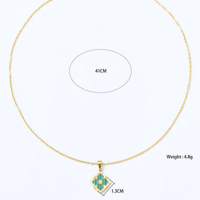 Vintage Elegant Stainless Steel 18K Gold Plated Clover Hypoallergenic Waterproof Necklace Bracelet Earrings Women'S Jewelry Set