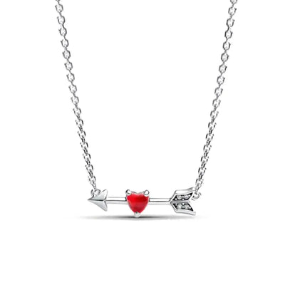 New 925 Silver Red, Pink, Heart-Shaped Necklace Suitable For European Women's Valentine's Day, Mother's Day, Anniversaries Gifts