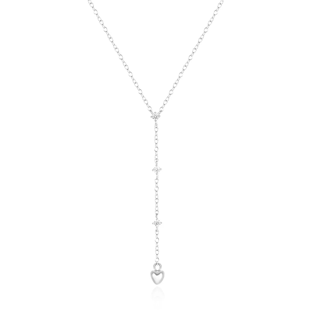925 Sterling Silber verstellbare Kette Herz Anhänger Charm Zirkon Halskette Tropfen Choker größenverstellbar Frauen Mädchen Sexy edler Schmuck