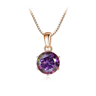Trend  6.5mm 1.0 Carat D Moissanite Necklaces Rose Gold Plated Pendant Original Real S925 Silver Chain Jewelry For Women