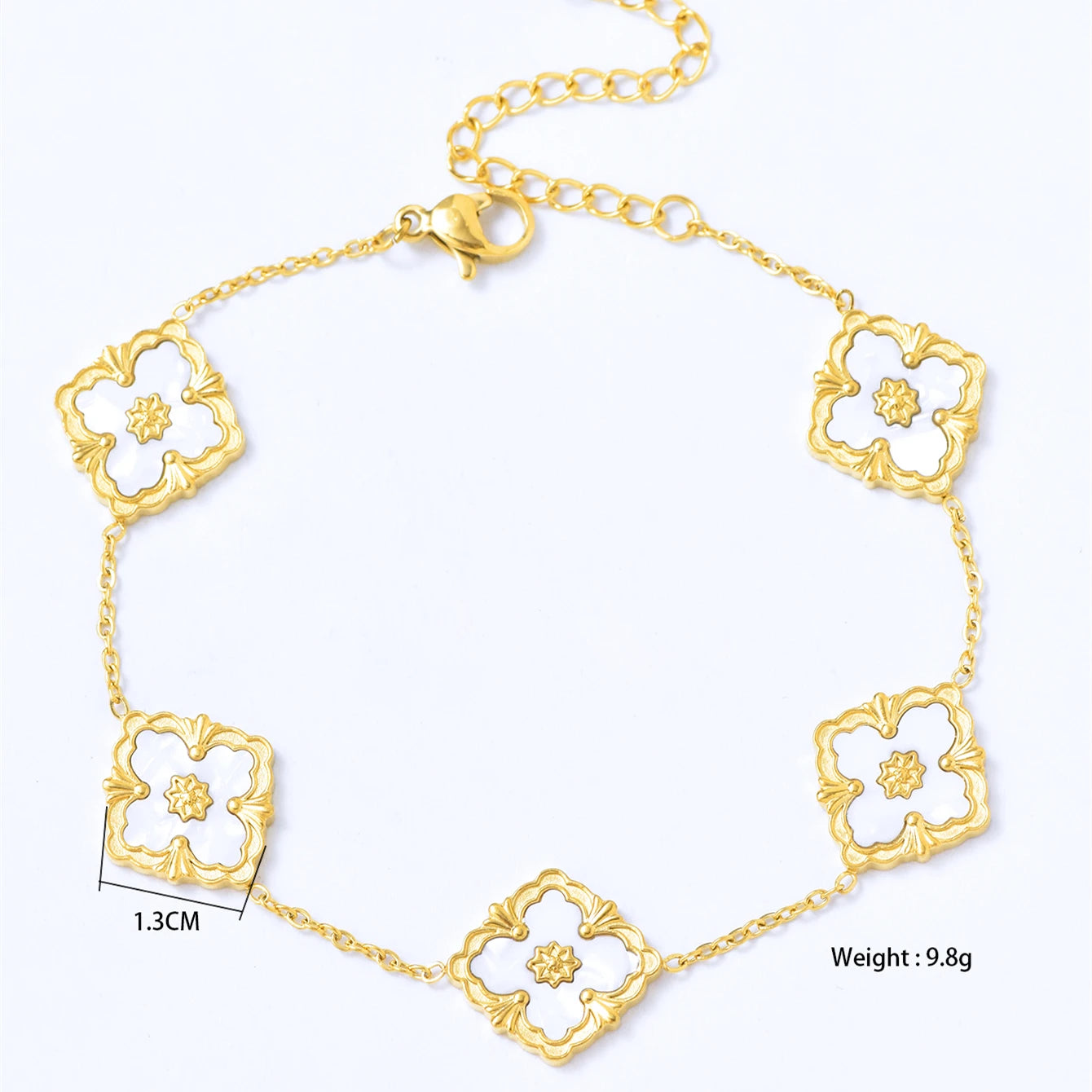 Vintage Elegant Stainless Steel 18K Gold Plated Clover Hypoallergenic Waterproof Necklace Bracelet Earrings Women'S Jewelry Set