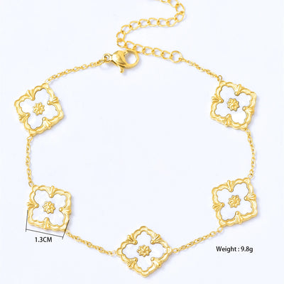 Vintage Elegant Stainless Steel 18K Gold Plated Clover Hypoallergenic Waterproof Necklace Bracelet Earrings Women'S Jewelry Set