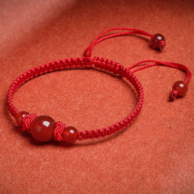 To Bring Good Luck In The Year Of The Red String Imitation Natural Agate Bracelet Couple Knitted Hand Rope