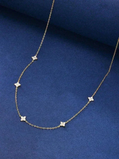 925 Sterling Silver  Classic Flower Zircon Necklace For Women Anniversary High Quality Fine Jewelry