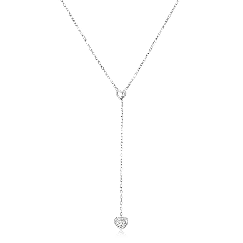 925 Sterling Silber verstellbare Kette Herz Anhänger Charm Zirkon Halskette Tropfen Choker größenverstellbar Frauen Mädchen Sexy edler Schmuck