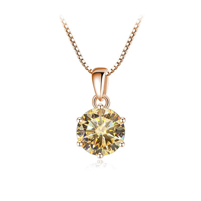 Trend  6.5mm 1.0 Carat D Moissanite Necklaces Rose Gold Plated Pendant Original Real S925 Silver Chain Jewelry For Women